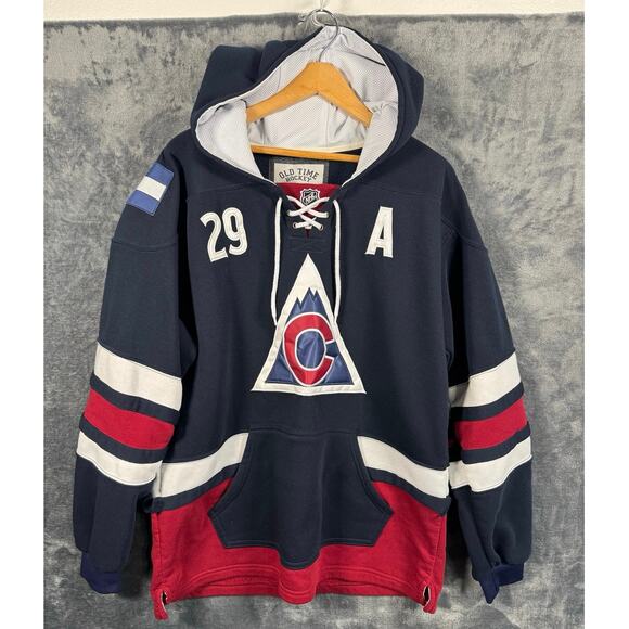 Old Time Hockey Colorado Avalanche Nathan MacKinnon Lacer Pullover Hoodie XL - Picture 1 of 8